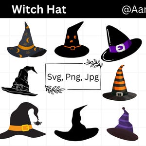 Withch Hat Svg Bundle, Witch Hat Clipart, Witchcraft Svg, Witches Svg, Halloween Svg, Gothic Svg, SVG Cut Files for Cricut, Silhouette