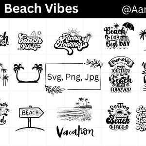 Beach Vibes SVG Bundle, Summer Beach Clipart, Vacation SVG Files, Ocean Life Svg, Tropical Svg, Beach Svg, Summer Svg, Svg Digital Files