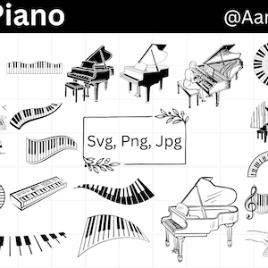 Piano Svg, Piano Clipart, Piano digitale bestanden, Cricut Design, silhouet snijden bestanden, muzieknoten SVG, muziek Svg, Music Note Wave Svg