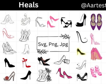 High Heels SVG Bundle, Fashion Shoe Clipart, Glam Heels Svg, Cut Files for Cricut & Silhouette, Girl Boss PNG, Boutique Digital Download