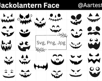 Jack O Lantern Gesichter, Kürbis Gesicht Clipart, Geist Gesicht SVG Bundle, Halloween Kunst, süßes Geist Gesicht Kunst, beängstigend Geist Gesichter Kunst, gruselige Halloween Kunst