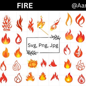 Fire SVG Bundle, Flame Clipart Png, Fire Silhouette SVG Files, Campfire SVG for Cricut, Bonfire Cut File, Hot Flame Design, Instant Download