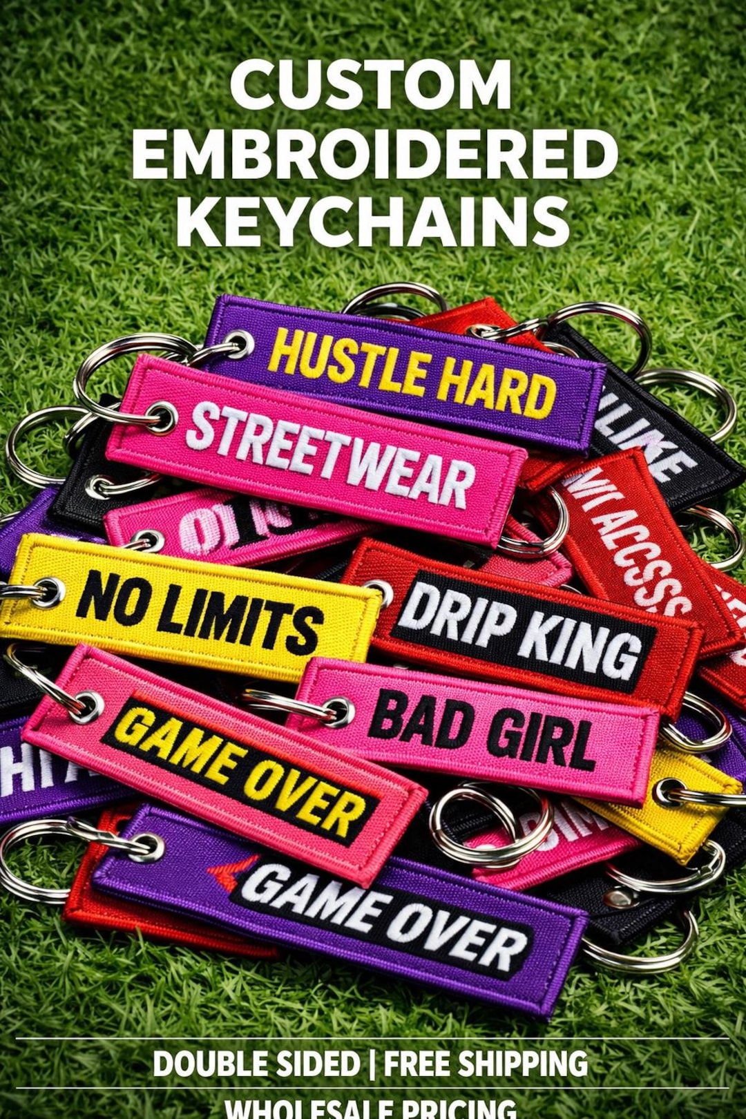 Custom Embroidered Keychain Patch | Personalized Logo Name or Text ...