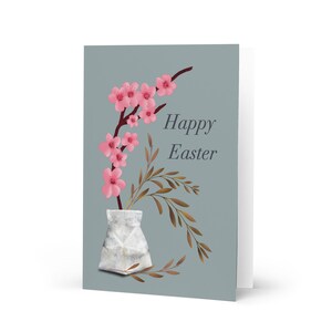 Biglietto d'Auguri di Pasqua – Osterkarte | Fiori von Pesco-Messaggio all’Interno-Azzurro Polvere