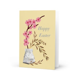 Biglietto d'Auguri di Pasqua – Carte de voeux de Pâques | Fiori di Pesco-Messaggio all'Interno-Vanille