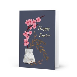Biglietto d'Auguri di Pasqua – Easter Greeting Card | Fiori di Pesco-Messaggio all’Interno-Carta da Zucchero