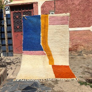 Unique Morrocan Rug, Authentic Berber Rug, Bohemian Rug For Living Room, Handmade Colourful Rug, Large area rug, Hand knotted Shaggy rug