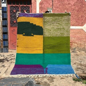 Unique Morrocan Rug, Authentic Berber Rug, Bohemian Rug For Living Room, Handmade Colourful Rug, Large area rug, Hand knotted Shaggy rug