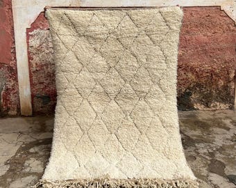 Marokkaans handgemaakt tapijt, authentiek berbertapijt, bohowollen tapijt, tapijt in Beni-ourain-stijl, Marokkaans karpet, Marokkaans hoogpolig tapijt, 9 x 12 ft
