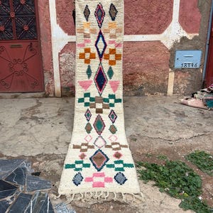 Lovely Moroccan Runner, Handmade Moroccan Runner Rug for Hallway and Entryway, Wool Berber long Runner Rug, Boho narrow space rug, 3x20 ft