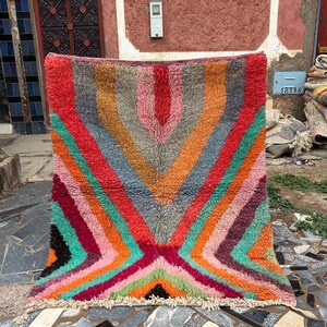 Lovely Morrocan Rug, Authentic Berber Rug, Bohemian Rug For Living Room, Handmade Colourful Rug, Large area rug, Hand knotted Wool rug