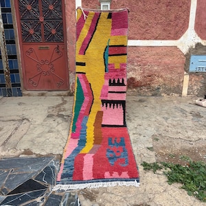 Fabulous Colorful Runner, Handmade Moroccan Runner Rug for Hallway and Entryway, Wool Berber long Runner Rug, Boho narrow space rug, 3x20 ft
