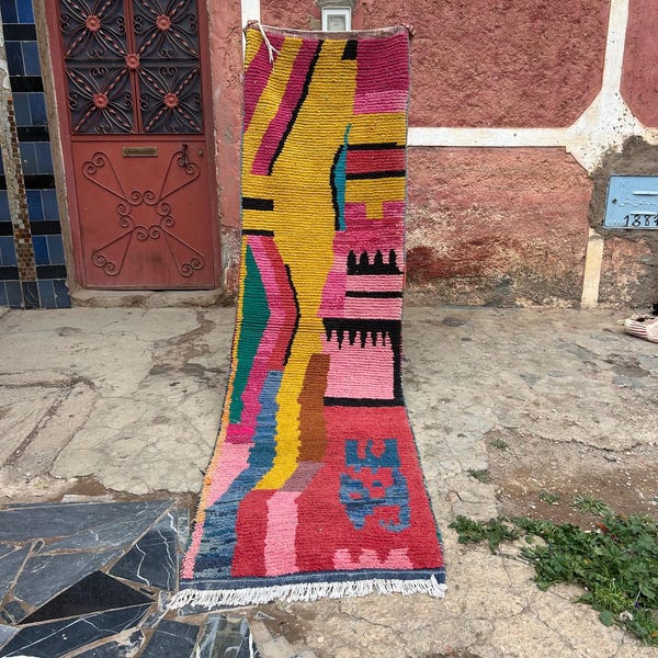 Fabulous Colorful Runner, Handmade Moroccan Runner Rug for Hallway and Entryway, Wool Berber long Runner Rug, Boho narrow space rug, 3x20 ft