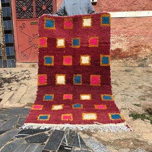 Unique Morrocan Rug, Authentic Berber Rug, Bohemian Rug For Living Room, Handmade Colourful Rug, Large area rug, Hand knotted Shaggy rug