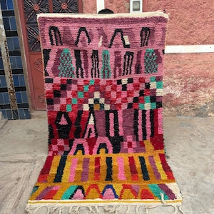 Lovely Moroccan Rug, Authentic Berber Wool Rug, Bohemian Wool Rug, Beni ourain style rug, Moroccan area rug, Moroccan Shaggy rug, 9x12 ft