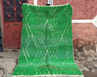 Moroccan Handmade Green Rug, Authentic Berber Rug, Bohemian Wool Rug, Beni ourain style rug, Moroccan area rug, Moroccan Shaggy rug, 9x12 ft
