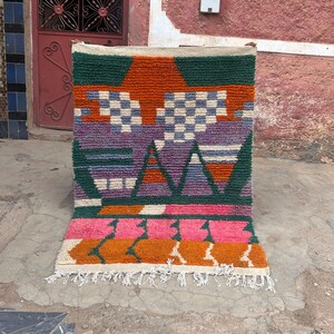 Unique Morrocan Rug, Authentic Berber Rug, Bohemian Rug For Living Room, Handmade Colourful Rug, Large area rug, Hand knotted Shaggy rug