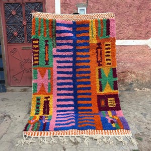 Stunning Morrocan Rug, Authentic Berber Rug, Bohemian Rug For Living Room, Handmade Colourful Rug, Large area rug, Hand knotted Shaggy rug