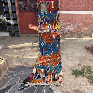 Stunning Colorful Runner, Handmade Moroccan Runner Rug for Hallway and Entryway, Wool Berber long Runner Rug, Boho narrow space rug, 3x20 ft