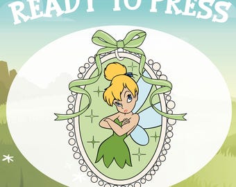 Disney Princess Tinker Bell Ready To Press, Tinkerbell&#39;s Magical Frame Coquette Bow Dtf, Fairy Wings Dtf, Disneyland Vacation Heat Press