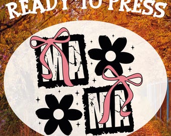 Floral Mama Coquette Bow Ready To Press, Mama Pink Ribbon Design, Retro Mama Dtf Transfer, Mother's Day Dtf, Mother's Day Gif Dtf, Mom Dtf