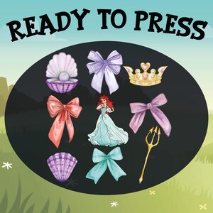 Disney Princess Ariel Ready To Press, Disney Princess Coquette Bow DTF, Cute Little Mermaid Heat Press, Disneyworld Girls Trip Transfer