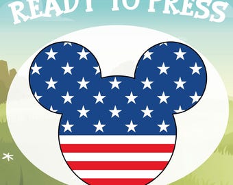 Patriotic Disney Mickey and Minnie Ready To Press, Disney American Flag Design, USA 4th Of July Dtf Transfer, Disneyland Heat Press