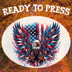 American Flag Eagle DTF Transfer: Patriotic 4th of July Design
