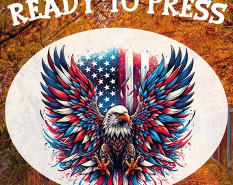Drapeau américain Eagle DTF Transfer : design patriotique du 4 juillet