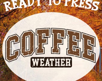 Retro Coffe Weather Ready To Press, Fall Leopard Coffee Dtf Transfer