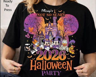 Halloween Party 2026 DTF Transfer, Mickey And Minnie Inspired Halloween Ready To Press, Spooky Castle Iron On