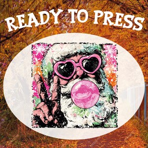 Transfert DTF Père Noël rétro : Père Noël preppy prêt à imprimer