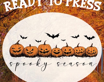 Spooky Season Pumpkin DTF Transfer - Retro Halloween Heat Press Design