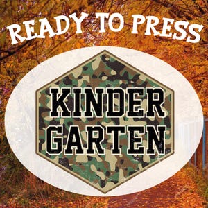 Camouflage Pattern Kindergarten Ready To Press, Back To School For Boys Dtf Transfer, Camo Pre-K Design, Teacher Heat Press, Life School Dtf