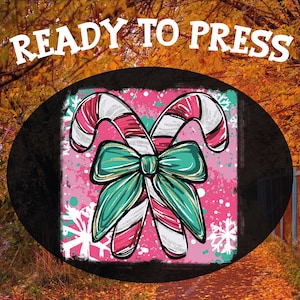 Retro Candy Cane Christmas DTF Transfer: Ready To Press