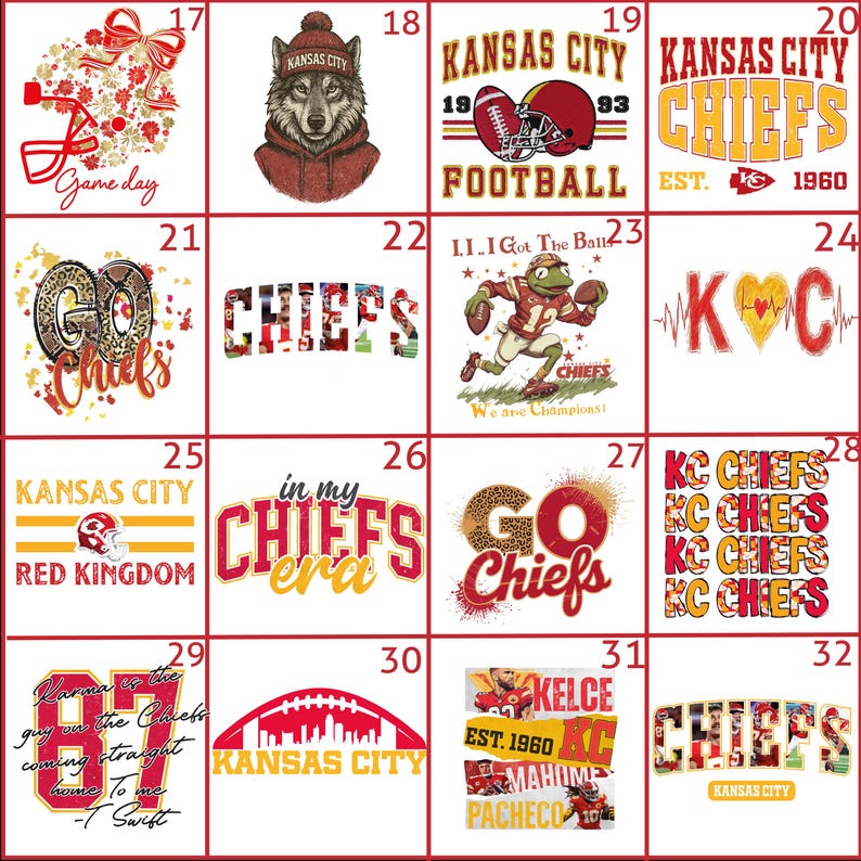 Kansas City Football DTF Transfer: 32 Designs to Choose From Sports College Heat Press bild 2