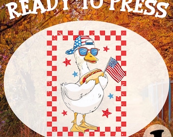 Patriotic Goose DTF Transfer: 4th of July, Memorial Day Heat Press