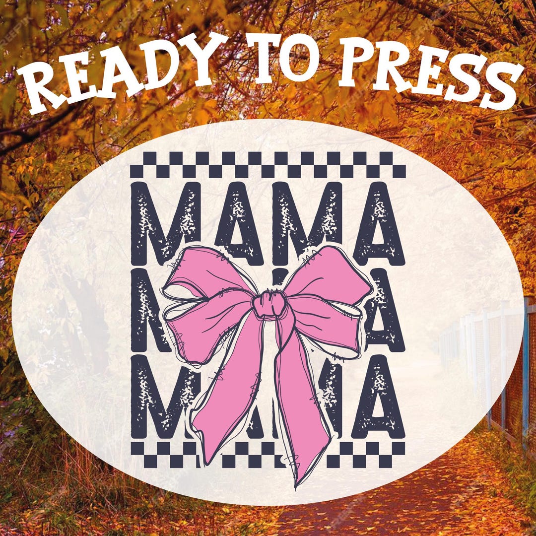 Retro Mama Checkered Pink Coquette Ready to Press, Mother's Day ...