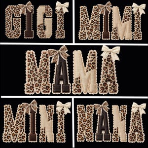 Faux Patchwork Leopard Mama Mimi Mini Transfer: Coquette Gigi Nana Ready To Press