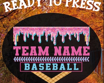 Personalized Baseball Team Name DTF Transfer: Custom Number, Ready to Press