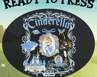 Cinderella DTF Transfer: Princess Ball Gown, Royal Castle Design