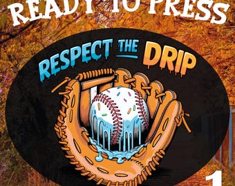 Ice Cream Baseball Drip DTF Transfer: Game Day Heat Press