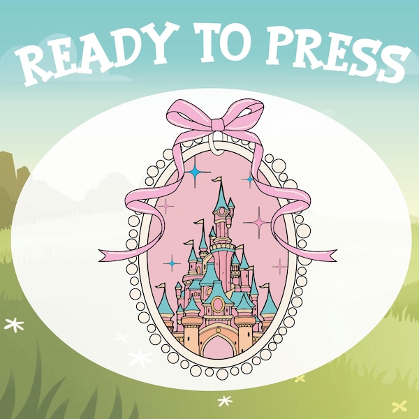 Disney Princess Castle DTF, Pink Bow Frame, Girls Trip Transfer