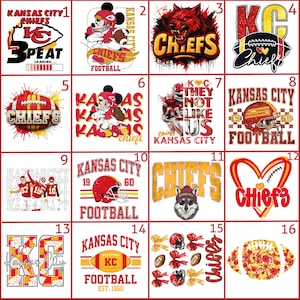 Kansas City Football DTF Transfer: 32 Designs to Choose From Sports College Heat Press