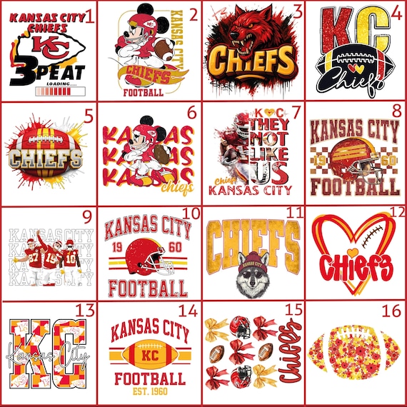 Kansas City Football DTF Transfer: 32 Designs to Choose From Sports College Heat Press