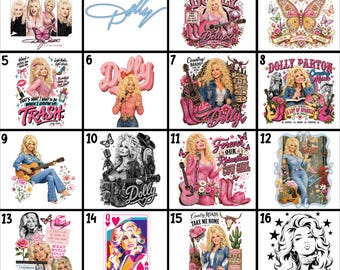 16 Dolly Parton DTF Transfer, Country Music Singer Ready To Press, Western Rhinestone Cowgirl Iron On