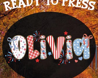 Personalized Patriotic DTF Transfer: 4th of July, Custom Name Heat Press