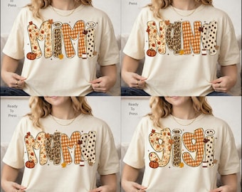 Fall Mama Mimi Nana Gigi DTF Transfer, Pumpkin Leopard Gingham Ready To Press, Floral Fall Iron On