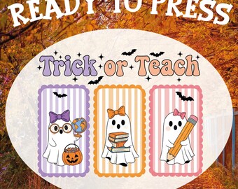 Transfert DTF pour professeur d'Halloween : un astuce ou un enseignement, conception de fantômes amusants