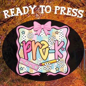 Pink Coquette Bow Pre-K Ready To Press, Back To School Dtf Transfer, Boho Glitter Effect Pre-K School Design, First Day Of School Heat Press